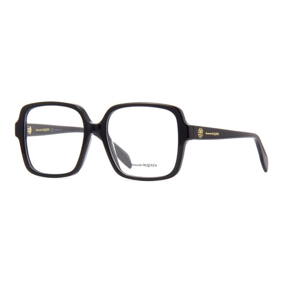NEW AM0286O 001 ALEXANDER MCQUEEN EYEGLASSES BLACK SQUARE WOMEN EYEWEAR - Picture 1 of 3
